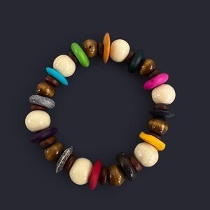 Multicolor Chunky Wood Bead Bracelet